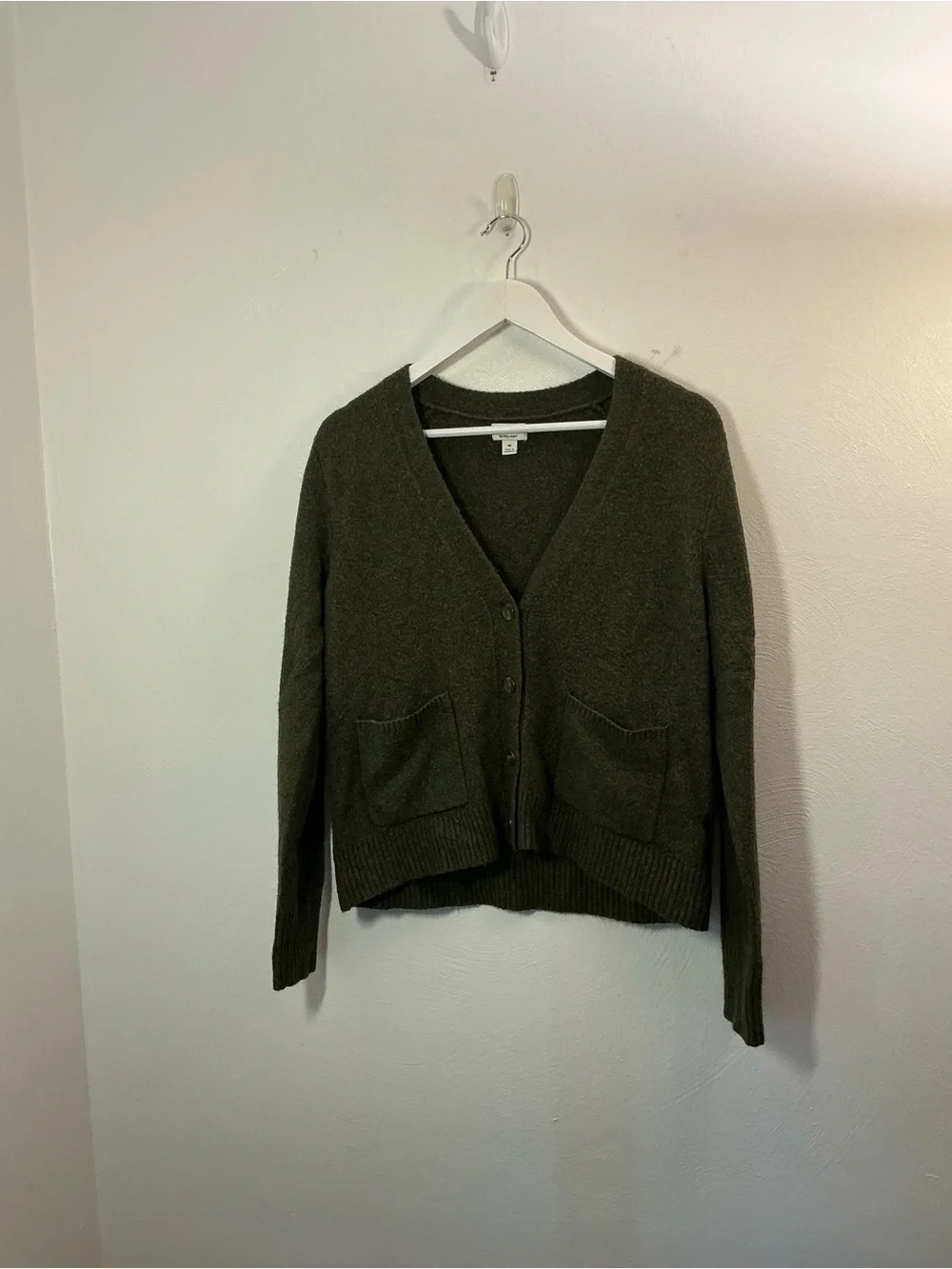 J. Crew Olive Green V-Neck Button Cardigan Size Medium